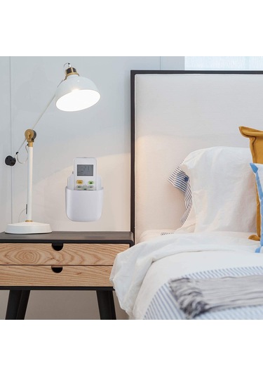 Kosona Duvar Takılı Plastik Uyumlu Kumanda Saklama Kutusu - Tv Klima Kumandaları İçin Dayanıklı Depolama Rafı Koyu Mavi - Gri