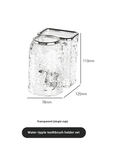 Hangfox Banyo Diş Fırçası Ve Bardak Tutucu, Sürekli Plastik Materyal, Süzgeçli Tasarım, Deliksiz Süksiyonlu Montaj, Tek Bardaklu Şeffaf Su Dalgaları Seti Diğer
