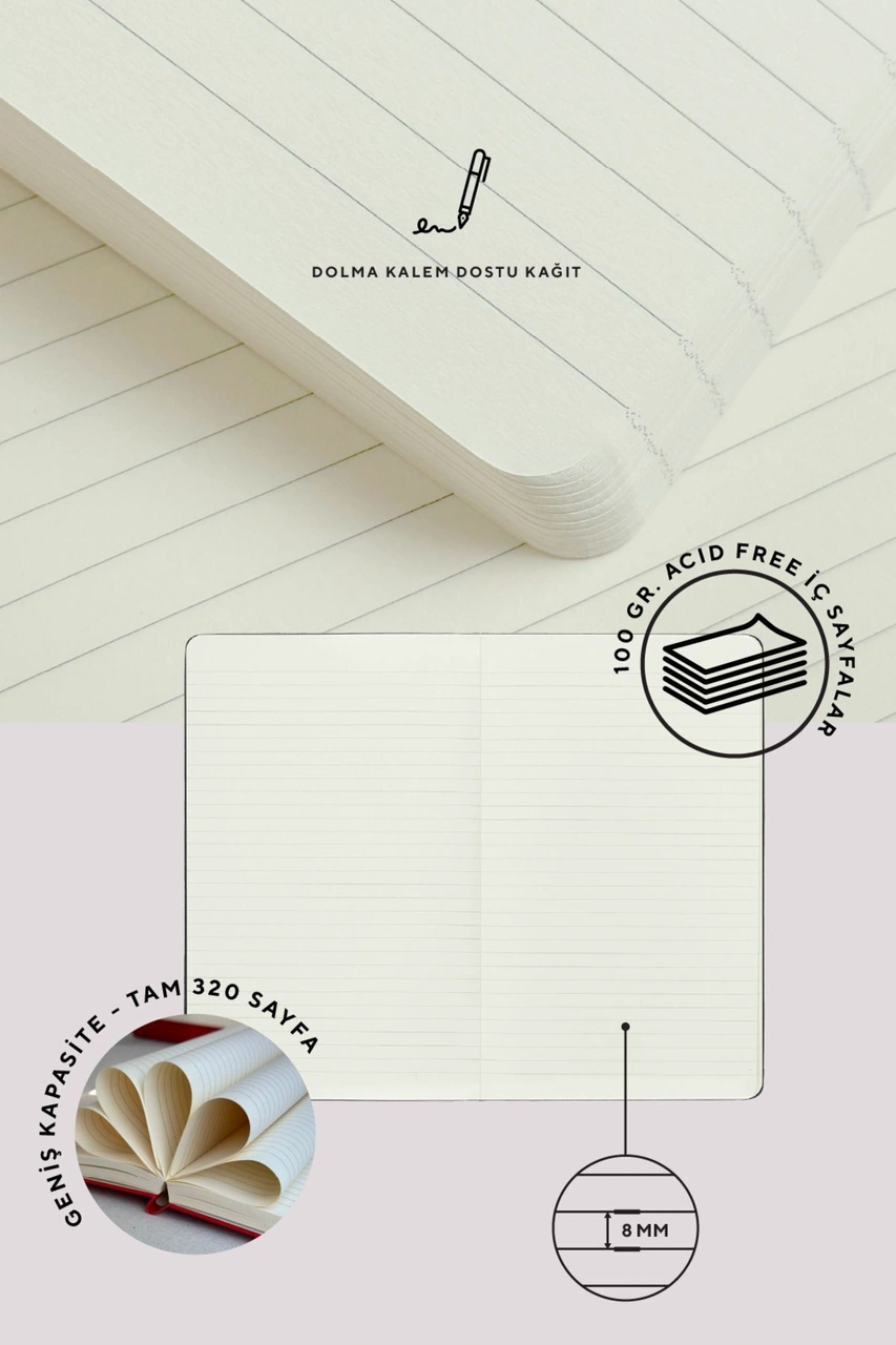 Nota Bene Premium Sert Kapak Defter, 21x29 Cm, Çizgili Lacivert