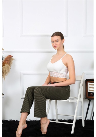 Akbeniz Kadın Pamuklu Alt Pijama 27464 - L Haki