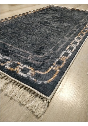 Yamalı Home Style Deri Taban Siyah Gold Sl6802 80X150 Siyah