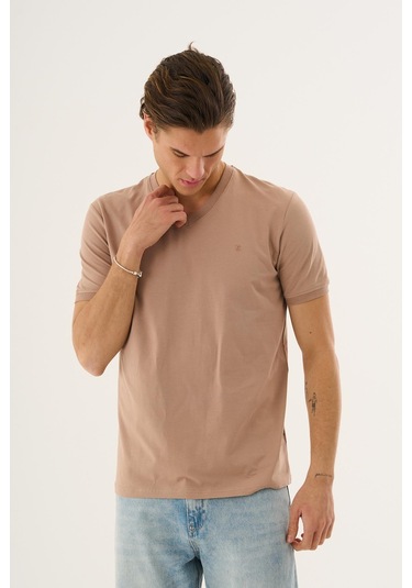 Alexander Gardi V Yaka Basic T-shirt Bej