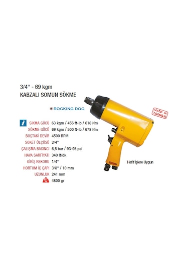 Yama At-5060 Havalı Somun Sıkma 70 Kg Kabzalı Tip