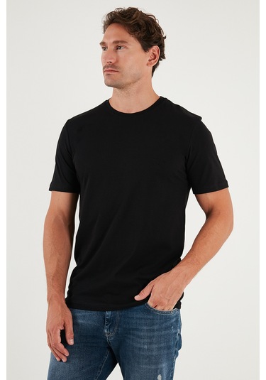 Buratti Pamuklu Regular Fit Bisiklet Yaka Erkek T Shirt 59020204 Siyah