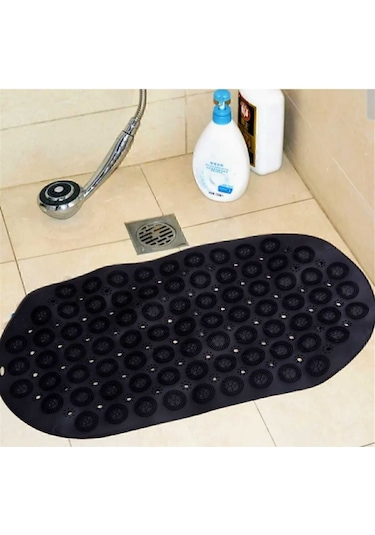 Masajlı Vantuzlu Banyo & Duş Kaydırmazı Paspası Siyah Renk Siyah