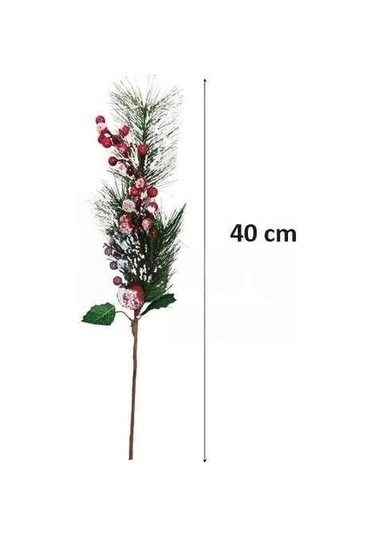 40 Cm Berry Demeti Kozalaklı Karlı Yılbaşı Çam Dalı Dekoratif Süs