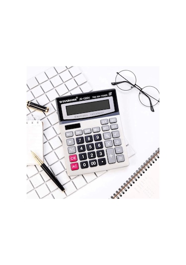 12 Haneli Geniş Lcd Ekran, Pilli Büyük Düğmeli Hesap Makinesi