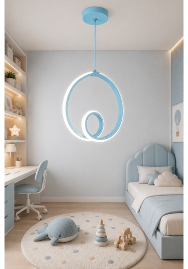 Ovira Led Sarkıt Avize Çocuk Odası Beyaz Işık Açık Mavi