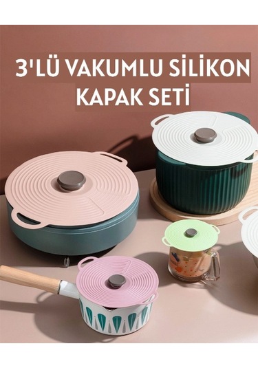 9068183074769lmr - Larimar 3'lü Vakumlu Silikon Kapak Seti Çok Renkli