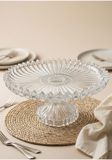 Cam Kek Pasta Standı - Ayaklı Sunum Tabağı 30 Cm Çok Renkli