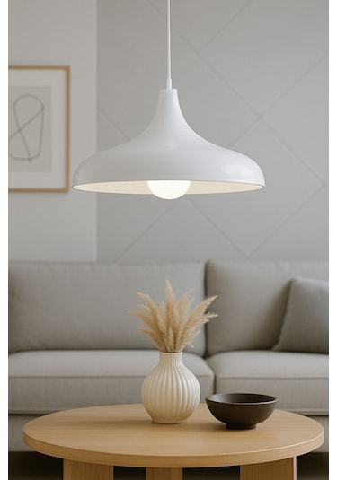 Aura Metal Tekli Beyaz Sarkıt Avize Retro Rustik Model Avize