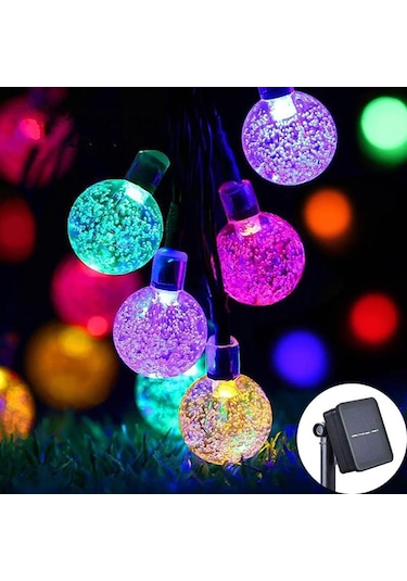 Çok Renkli Güneş Dize Işıklar Açık Led Kristal Küre Topu Işık 8 Modlu Su Geçirmez Güneş Enerjili Veranda Işık Bahçe Partisi Düğün Dekor İçin 5m20led Çok Renkli