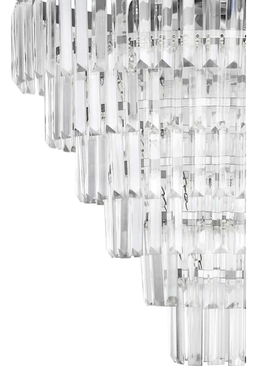 Linsa 55 Cm'lik Kristal Cam Taşlı Lüks Avize - Gümüş Yaldız Gümüş Yaldız