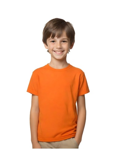 3'lü Unisex Çocuk Düz Siyah-turuncu-mavi Kısa Kollu Tişört Çok Renkli