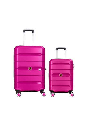Npo Diamond Pp Polipropilen Büyük Ve Küçük Boy 2'li Kırılmaz Valiz Seti - Fuşya Pembe