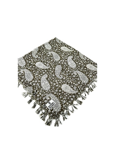 Shawl Secret Sökme Boncuklu Pamuk Yazma - 05868 Haki Yeşil