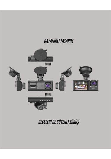 Ta-01 3 Kameralı 1080p Araç Kamerası Siyah