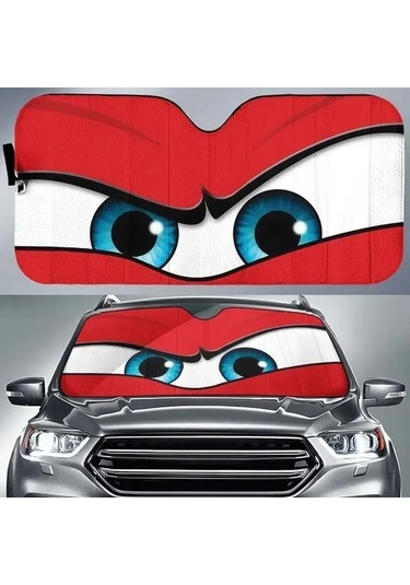 Goldenqian Araba Güneş Koruma Karikatür Büyük Gözler Isıtmalı Cam Güneşlik Araba Pencere Ön Cam Kapak Güneş Gölge Otomatik Güneşlik 240606-8