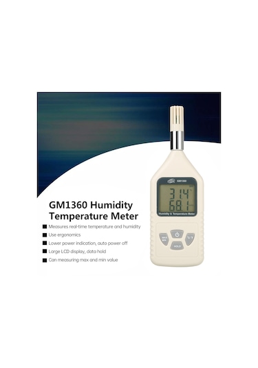 Benetech Gm1360 Lcd Prob Endüstrisi Dijital Nem Ve Sıcaklık Ölçer