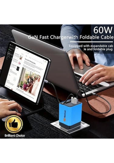 Elmpaly Sarı 65w Hızlı Şarj Cihazı 3 Cihaz Aynı Anda Şarj Hızlı Şarj Tip Çıkışı Taşınabilir