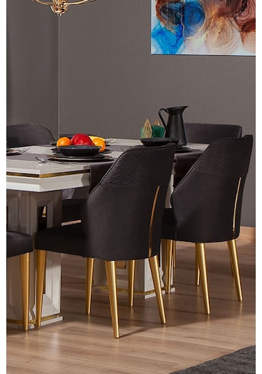 Modalife Vanesa Salon Yemek Mutfak Sandalyesi Siyah