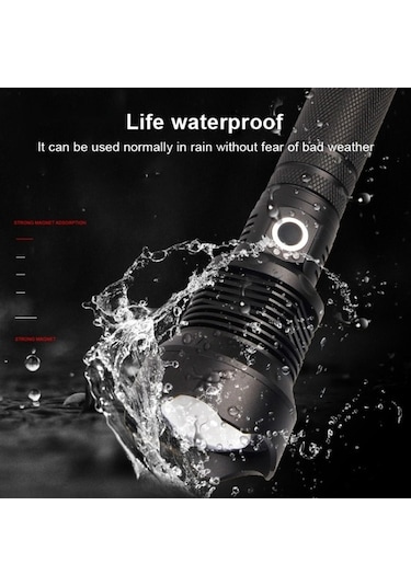 Wondernest X92 2000lm Su Geçirmez El Feneri, Odaklayıcı Teknoloji Siyah Siyah