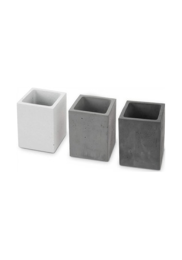 Beton Kalemlik 3 Lü Set Modern Dekoratif Organizer, Vazo, Saksı, Diş Fırçalık Çok Frenkli