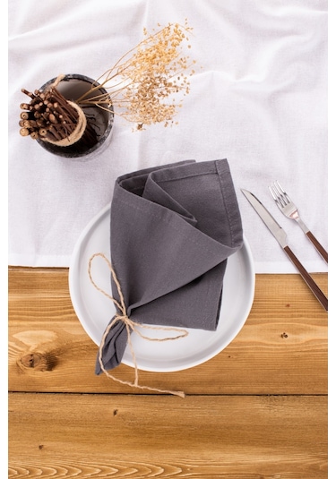 Wellstil Premium Keten Peçete 6'lı 40 x 40 Gri