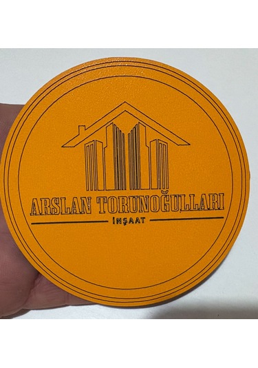 10'lu Kişiye / Şirkete Özel Logolu Bardak Altlığı Seti Lazer Kesim Kurumsal Hediye 9 Cm Turuncu