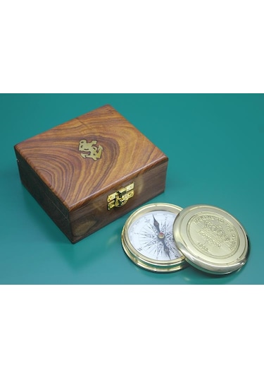 Ahşap Kutulu Pirinç Pusula 16221