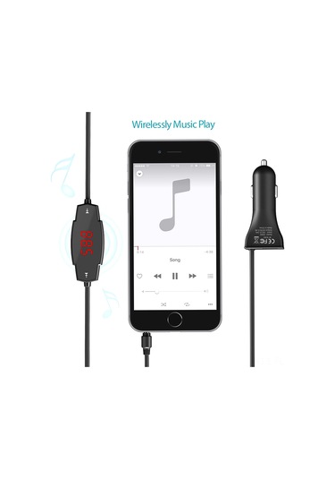 Lemestar Siyah Araç Fm Verici: 3.5mm Ses Bağlantısı, Ellerden Özgür Konuşma Ve 2.4a Usb Şarj Cihazı
