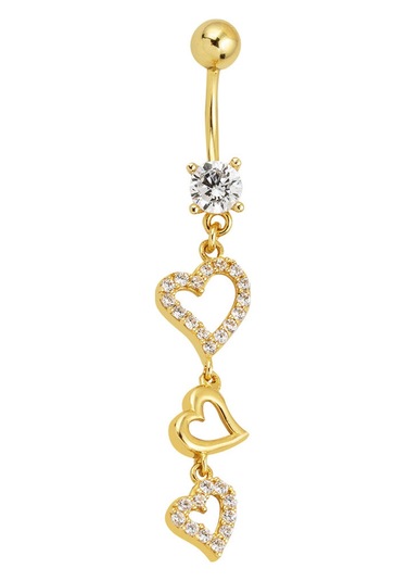 Bilezikci Kalp Sallantılı 14 Ayar Altın Göbek Piercing Sarı