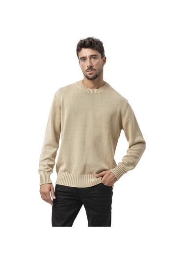 Cp289 Erkek Yuvarlak Yakalı Pamuklu Örme Kazak Stone