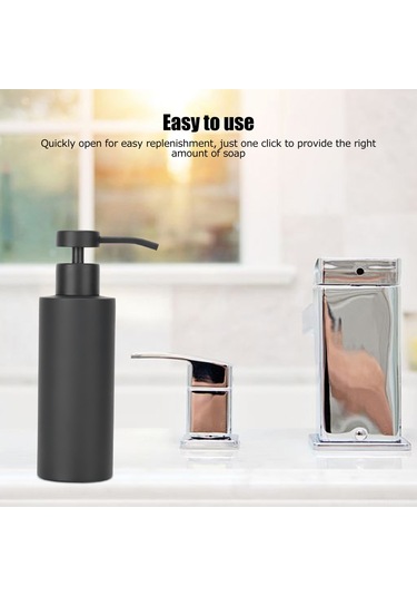 Tenfowee 304 Paslanmaz Çelik Ev Aletleri: Multifonksiyonel 200ml Sıvı Sabun Dispenseri, Mutfak Ve Banyo İçin Manuel Basma Tasarım Siyah
