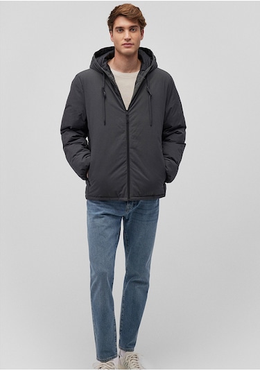 Mavi - Kapüşonlu Antrasit Şişme Mont 0110352-86803 Gri