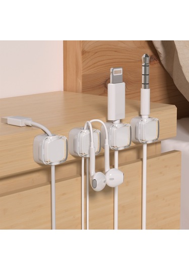 Skycity Siyah 6'lı Transparan Manyetik Kabloluk Tutucu - Masaüstü Veri Şarj Kablosu Düzenleyici, Kolay Kurulum, Dayanıklı Malzeme