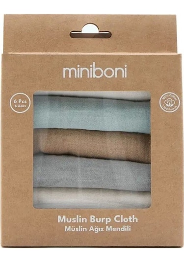 Miniboni 6 Lı Müslin Bebek Ağız Mendili Renkli