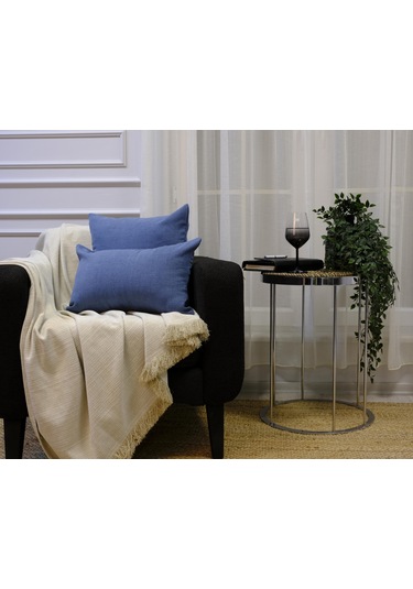 4'lü Kadife Dokulu Kırlent Kılıfı Açık Mavi-2583 Mavi