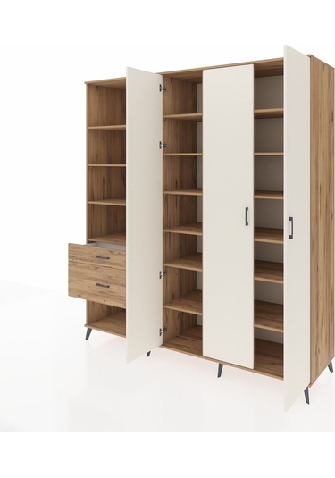 Kronos Dolap 16 Raflı 2 Çekmeceli 3 Kapaklı 220x59x243 Çam-aytaşı/çam Aytası/atlas Çam