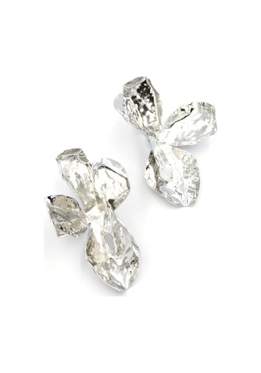 Metal Çiçek Küpe - Gümüş Diğer