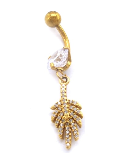 Ferizz Altın Kaplama Zirkon Taşlı Yaprak Piercing Prc-136