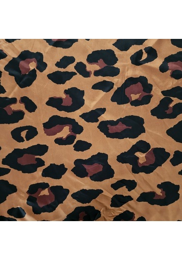 Hedea Leopar Sessizliği Saten Fular 70x70 Cm Kahverengi