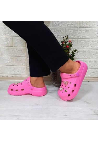 Sonimix 12901 Pembe Taşlı Kalın Tabanlı Kadın Terlik 001