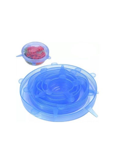 Qingmipy 6 Parça Yeniden Kullanılabilir Silikon Streç Kapak, Mutfak Saklama Ve Taze Tutma Çözümü Mavi