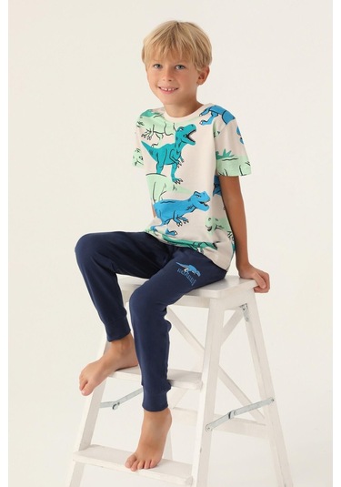 Roly Poly 3360 Dinosaur Erkek Çocuk Pijama Takımı 001