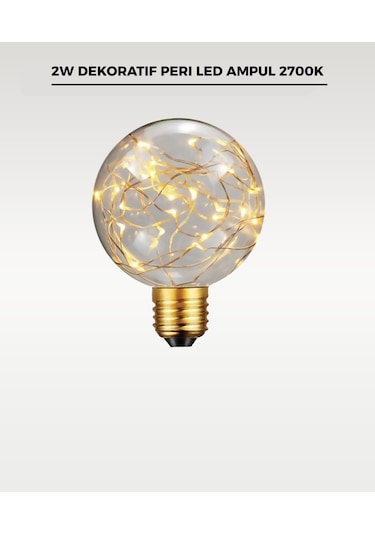 2w Dekoratif Peri Led Ampul 2700k Globe Tasarım Şeffaf Ambiyans Aydınlatma Ampulü