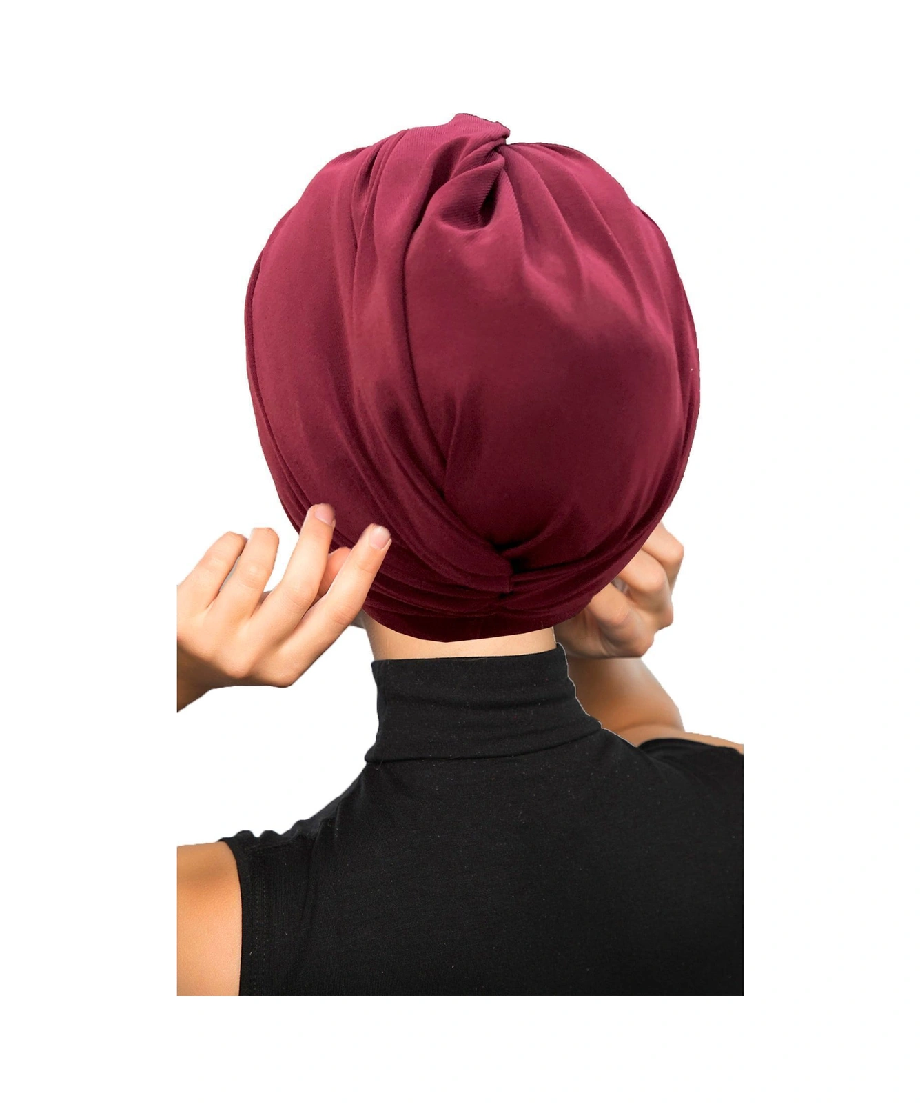 Çapraz Kancalı Bordo Hazır Türban Tesettür Dış Ve Havuz Bonesi Bordo