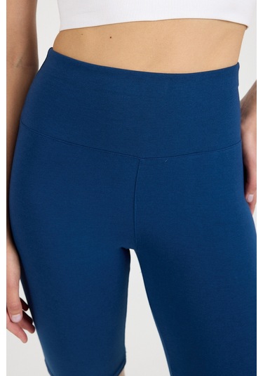 Malabadi Kadın Lacivert Penye Modal Yüksek Bel Sporcu Biker Tayt 1911 Lacivert