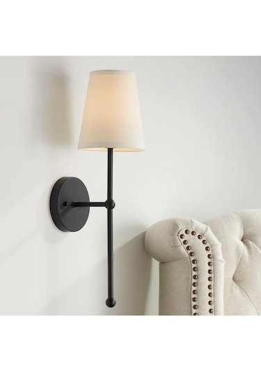 Modern Tasarım Mat Siyah Aplik Beyaz Abajur Elektrik Ile Çalışır Siyah