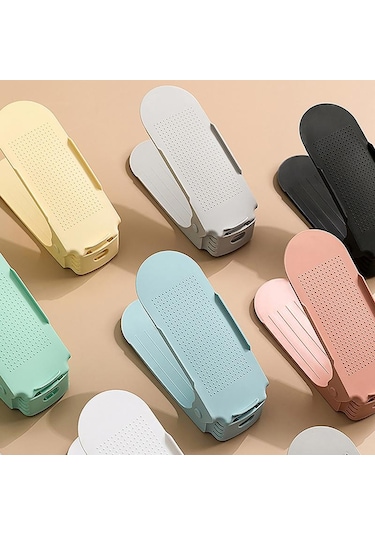 Ayarlanabilir Depolama Çift Kalınlaştırılmış Ayakkabı Rafı Katmanlı Ayakkabı Tepsisi Ev Yerden Tasarruf Sağlayan Ayakkabı Düzenleyici Ayakkabı Dolabı Rafları Yeşil